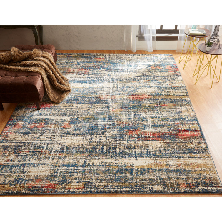Williston Holbeach Abstract Blue/Beige Area Rug & Reviews Wayfair